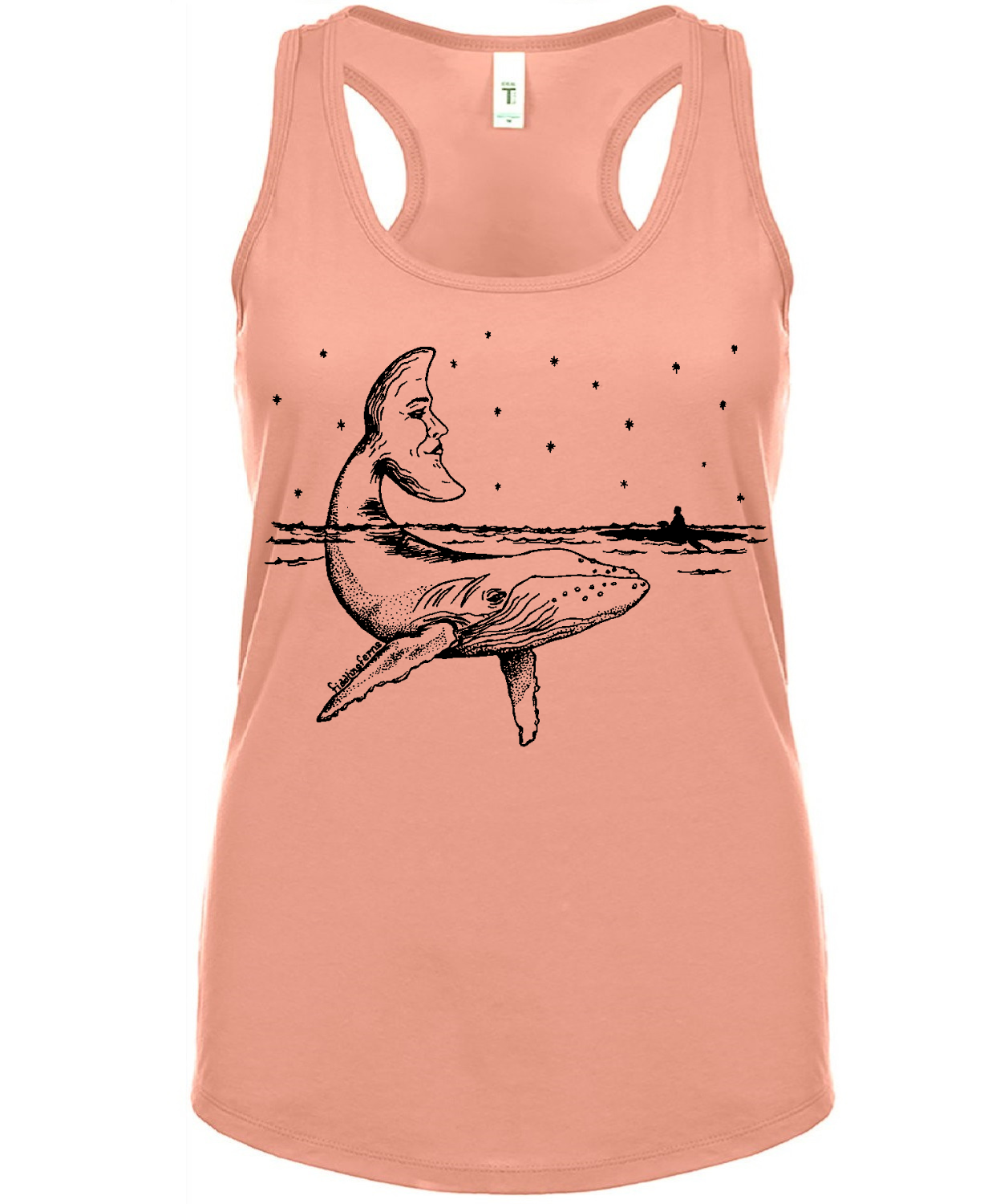 Whale with a Moon Tail Ladies Tank Top