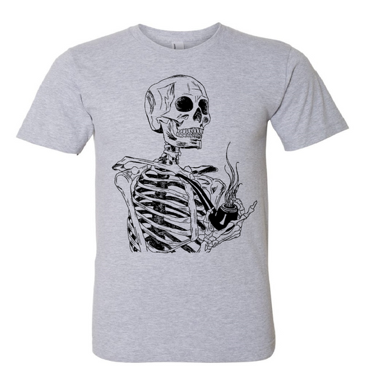 Skeleton Smoking a Pipe Unisex T Shirt