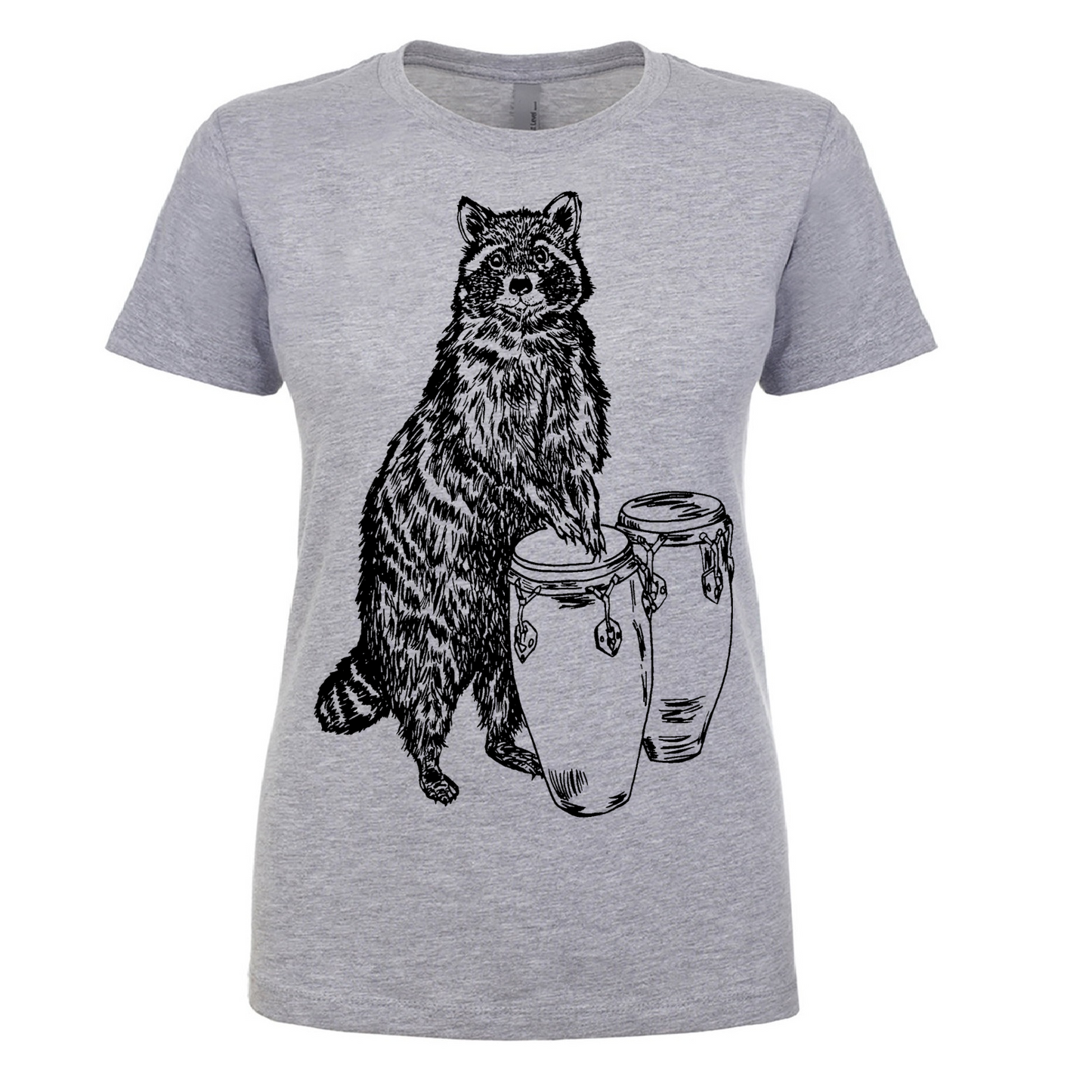 Raccoon Drummer Ladies T Shirt