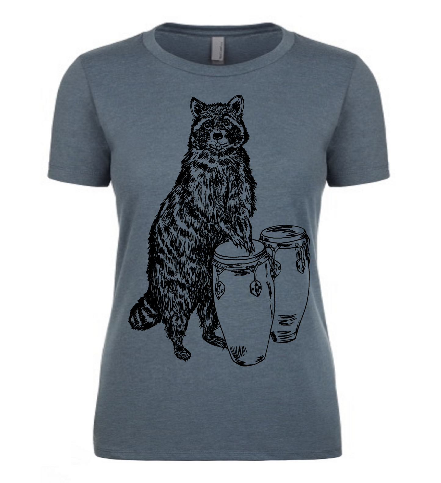 Raccoon Drummer Ladies T Shirt
