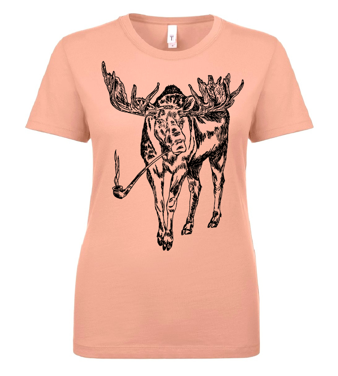 Moose Smoking a Pipe Ladies T Shirt