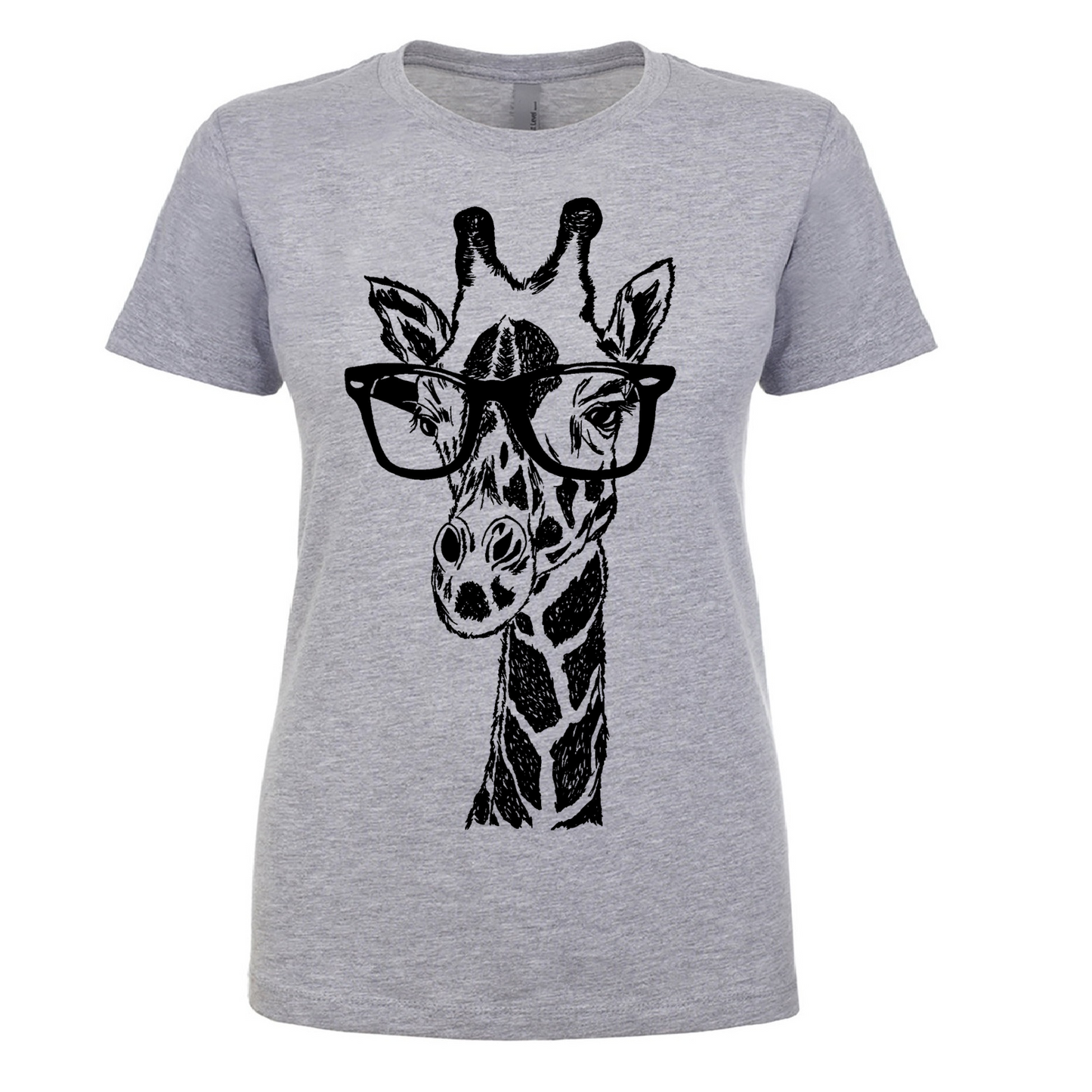 Giraffe Wearing Glasses Ladies T Shirt
