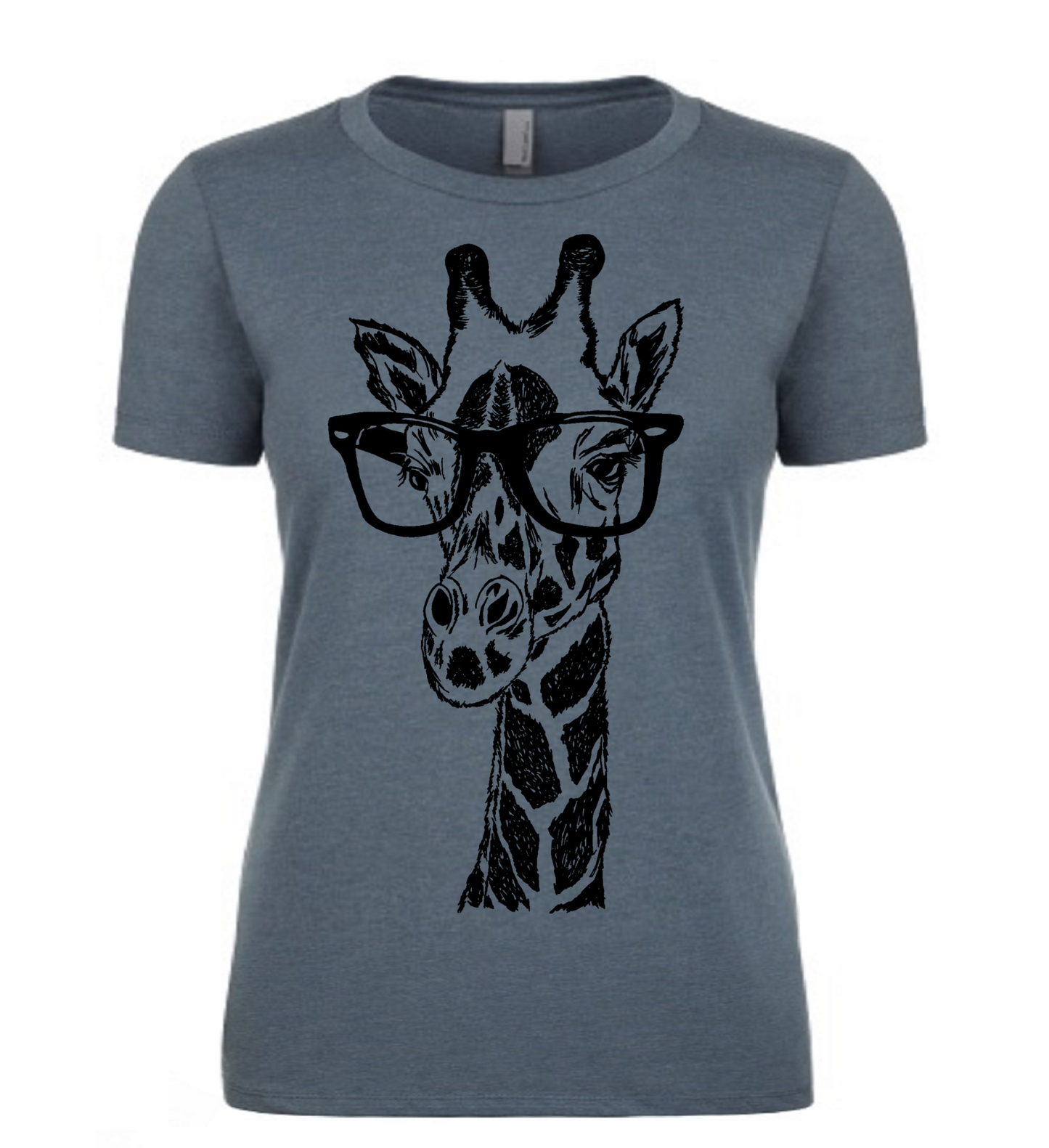 Giraffe Wearing Glasses Ladies T Shirt