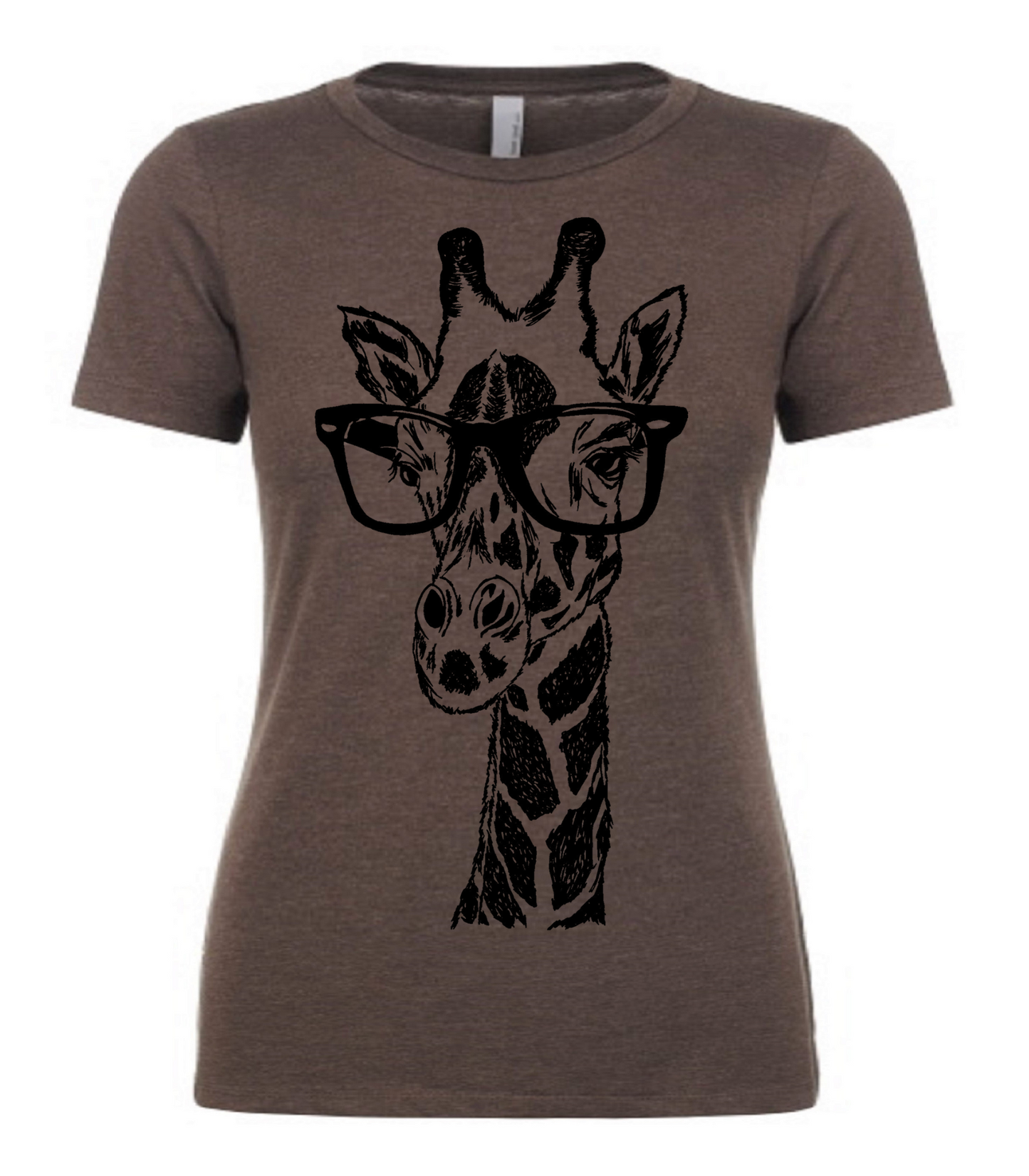 Giraffe Wearing Glasses Ladies T Shirt