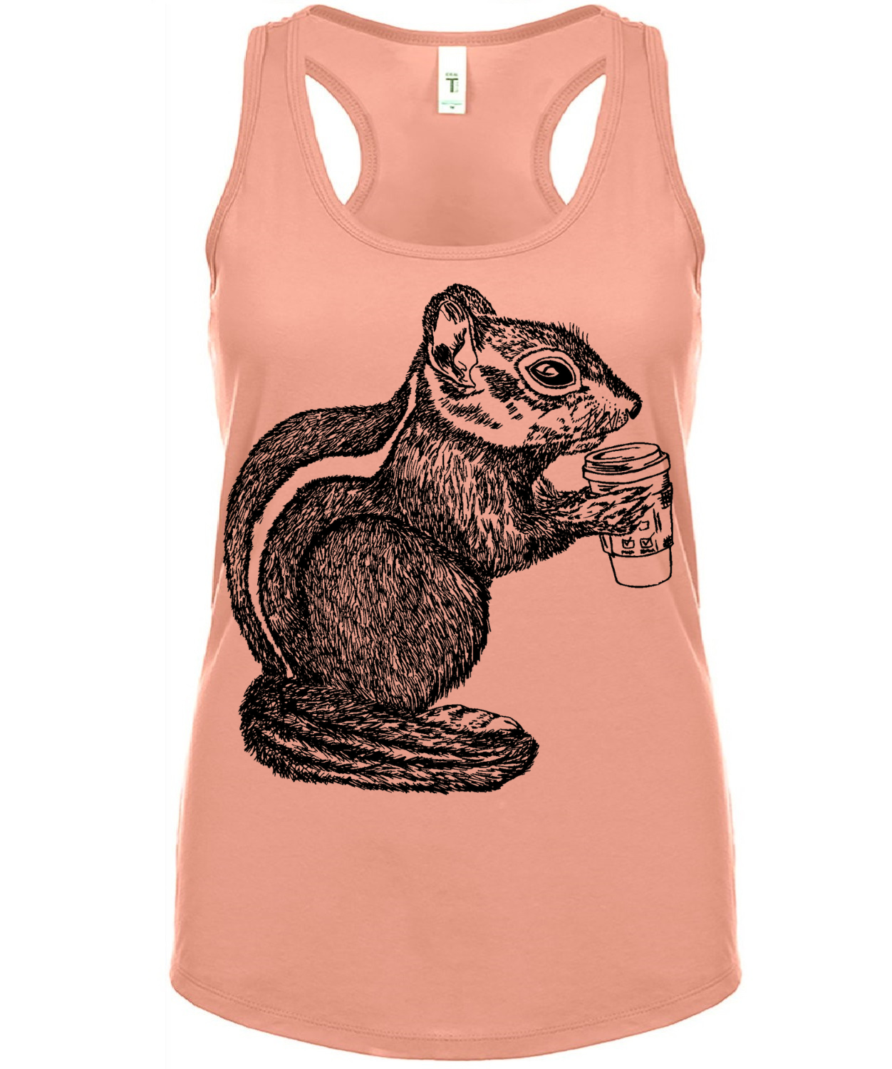 Chipmunk Drinking Coffee Ladies Tank Top