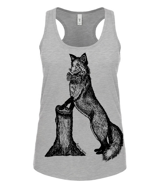 Fox in a Houndstooth Bowtie Ladies Tank Top