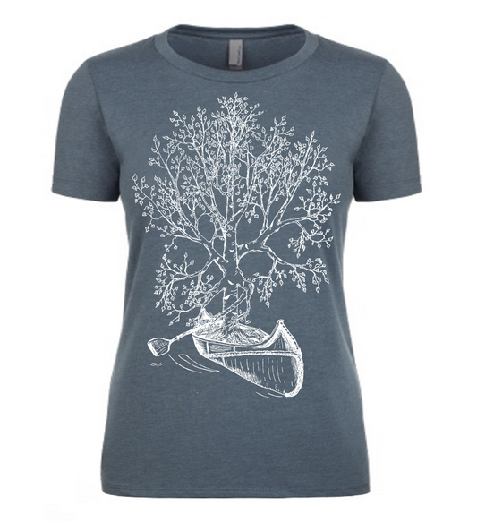 Birch Tree in a Canoe Ladies Snug Fit T Shirt