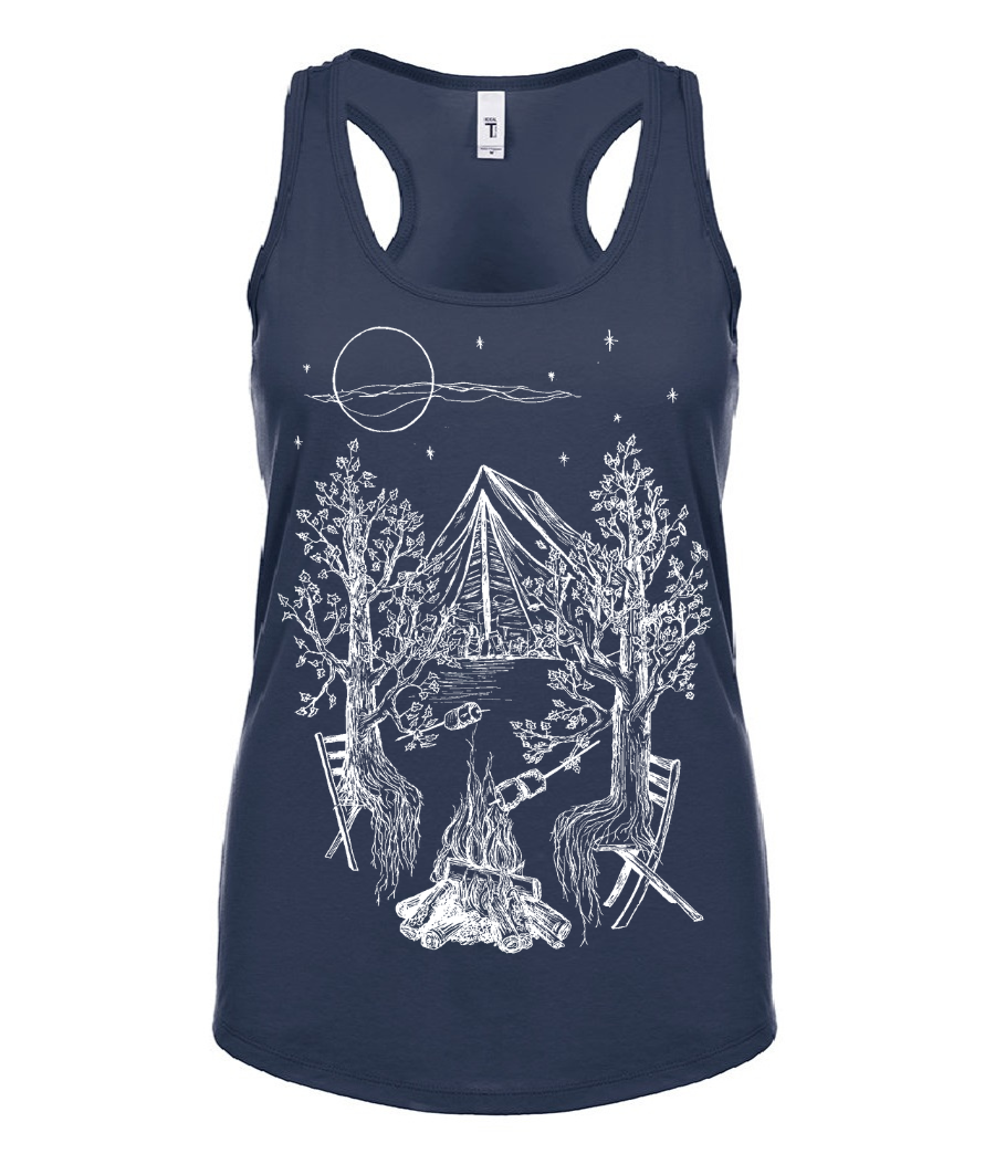 Camping Trees Ladies Tank Top