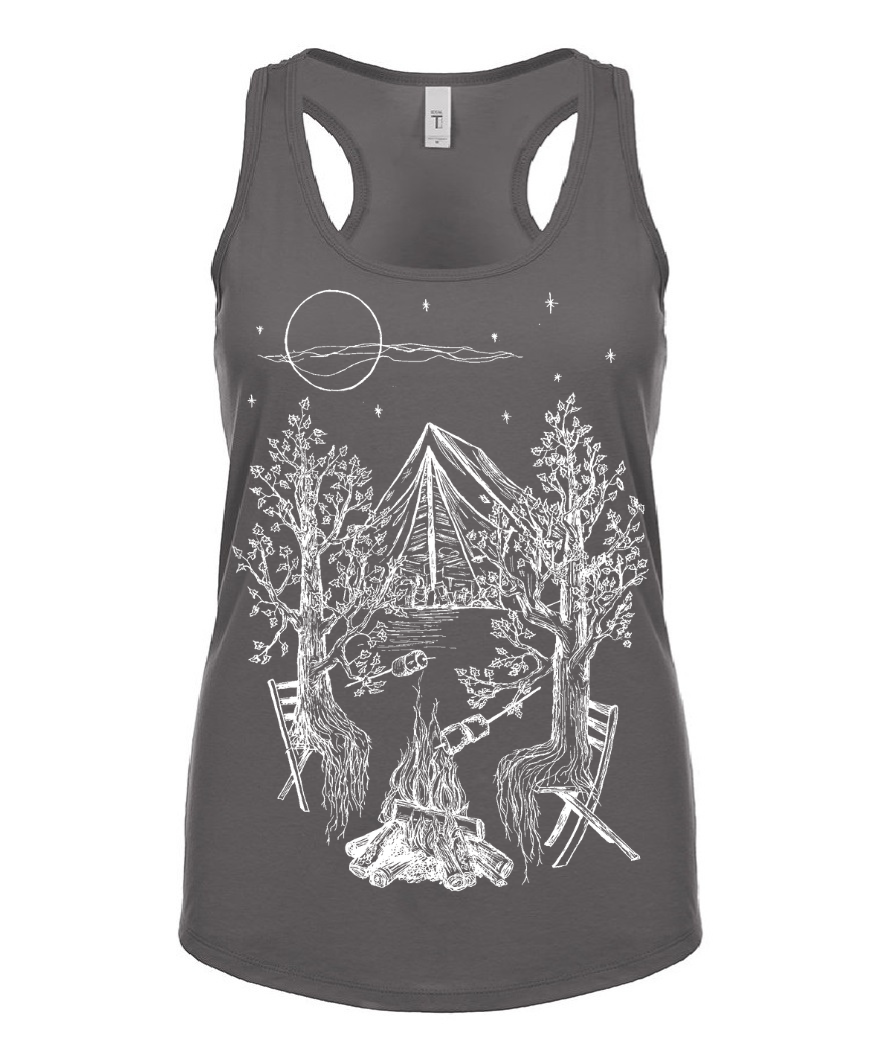 Camping Trees Ladies Tank Top