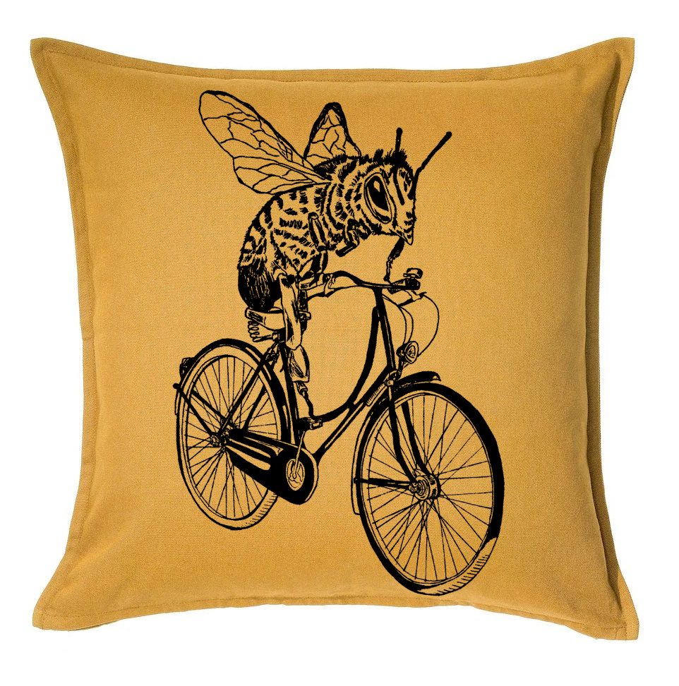 Bee-Cyclette 20 x 20 Cushion Cover – Fiddling Ferns Artisan Studio
