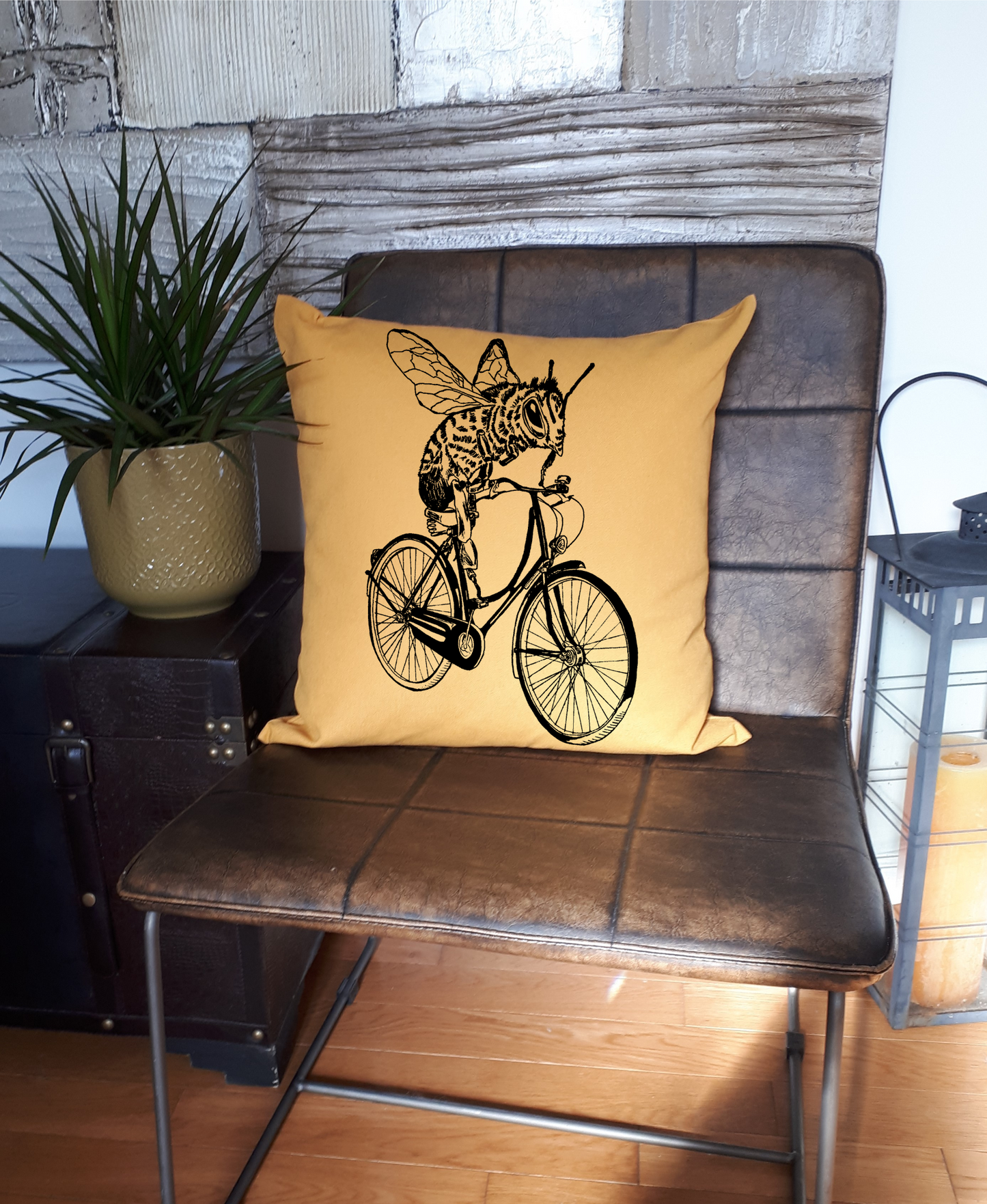Bee-Cyclette 20 x 20 Cushion Cover