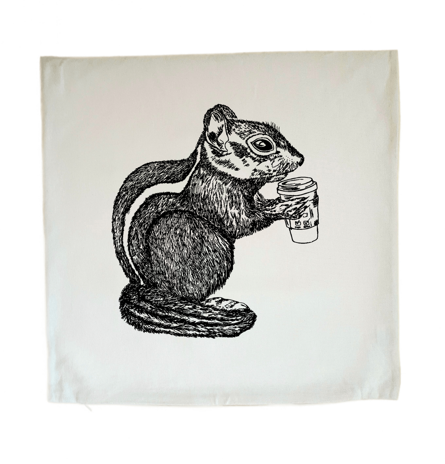 Chipmunk Drinking Coffee 20 x 20 Cushion Cover