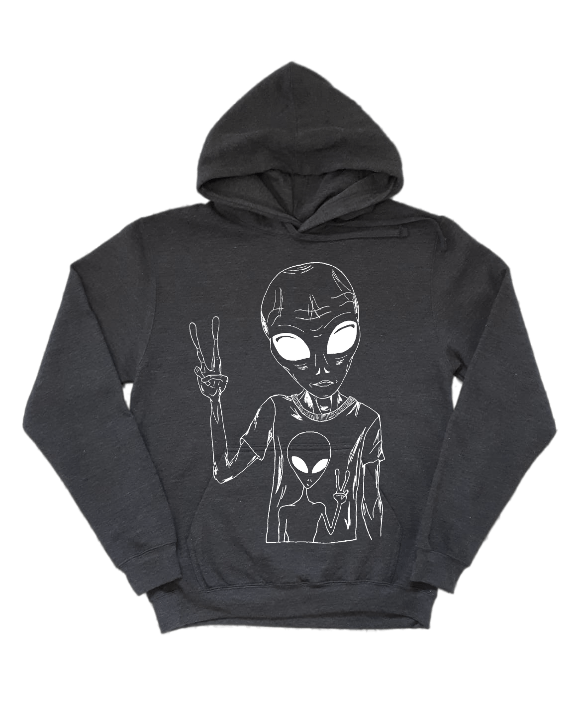 Alien Wearing an Alien Tee Unisex Fleece Hoodie