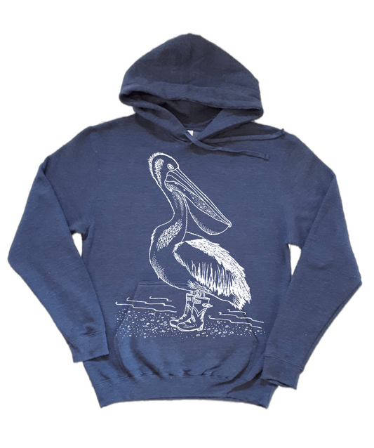 Pelican in Rain Boots Unisex Fleece Hoodie