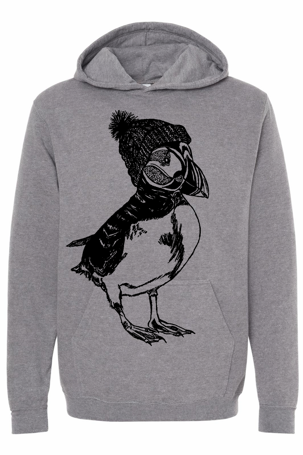 Puffin in a Pom Pom Hat Unisex Fleece Hoodie