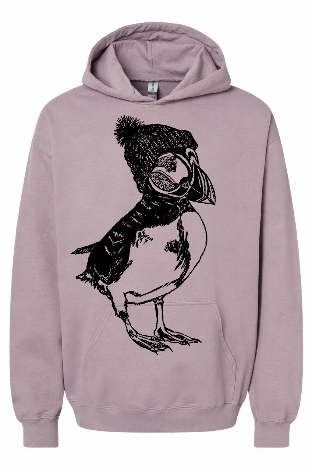 Puffin in a Pom Pom Hat Unisex Fleece Hoodie