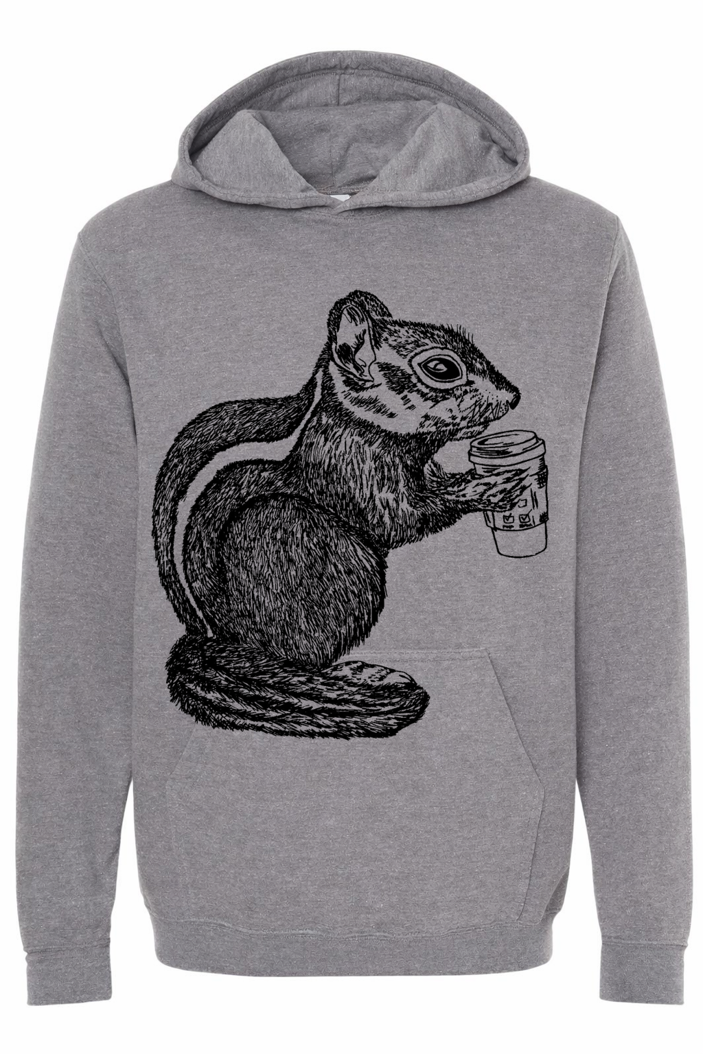 Chipmunk Drinking Coffee Unisex Fleece Hoodie