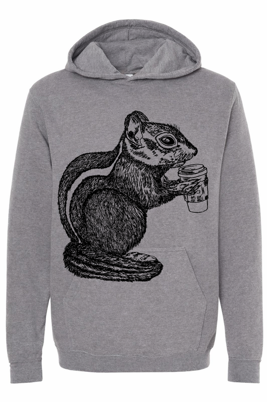 Chipmunk Drinking Coffee Unisex Fleece Hoodie