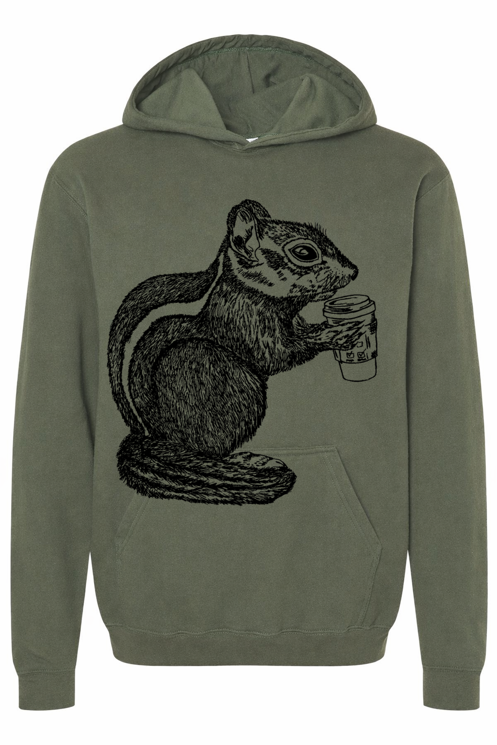 Chipmunk Drinking Coffee Unisex Fleece Hoodie