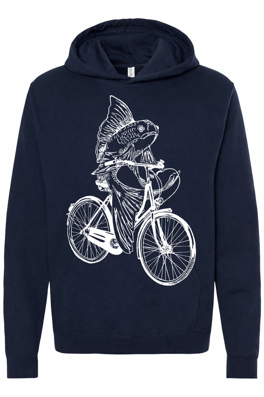 Fish on a Bicycle Unisex Fleece Hoodie