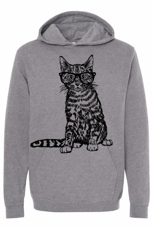 Cat Wearing Glasses Unisex Fleece Hoodie