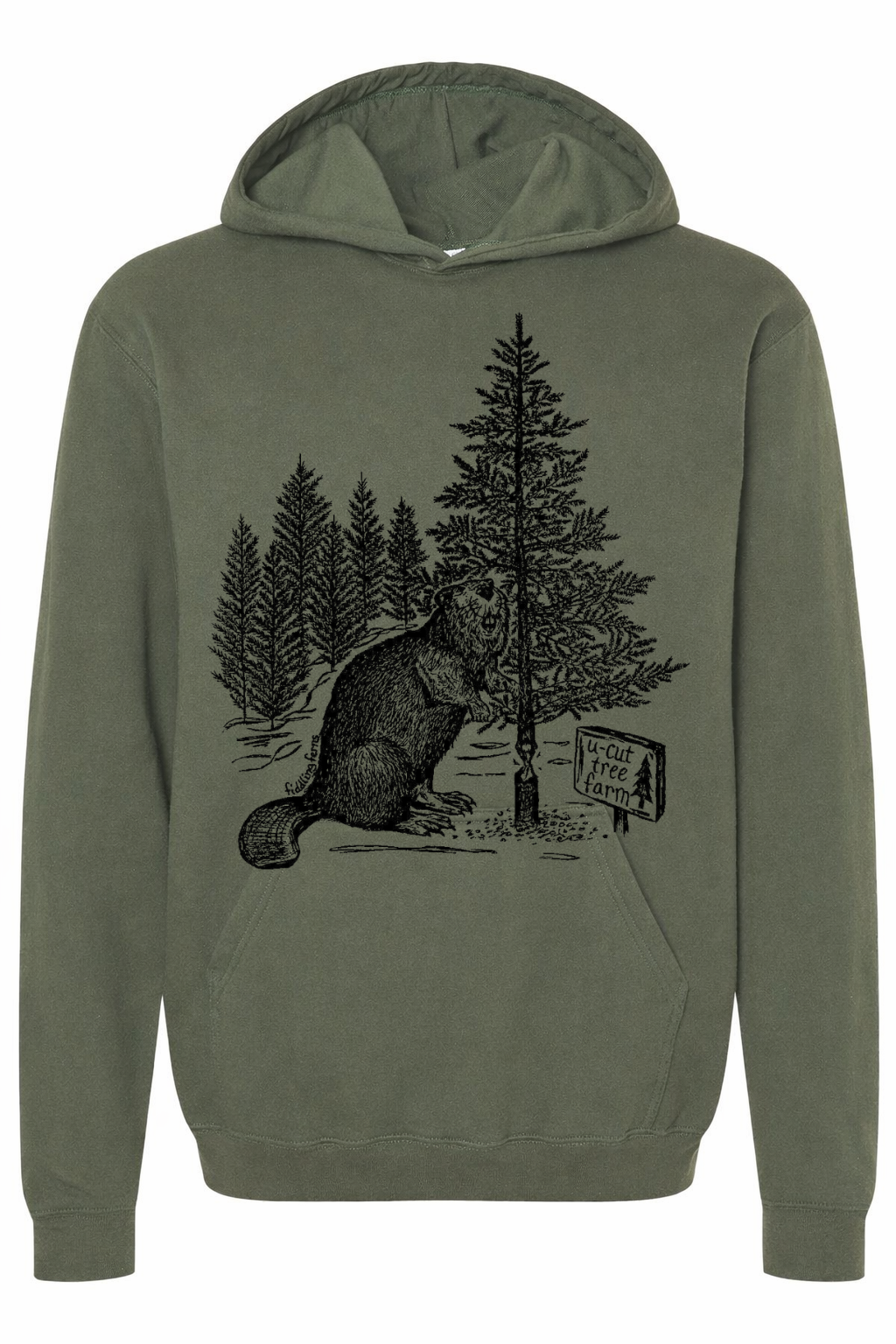 Beaver at a U Cut Tree Farm Unisex Fleece Hoodie