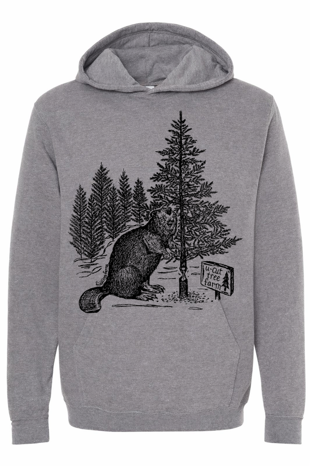 Beaver at a U Cut Tree Farm Unisex Fleece Hoodie