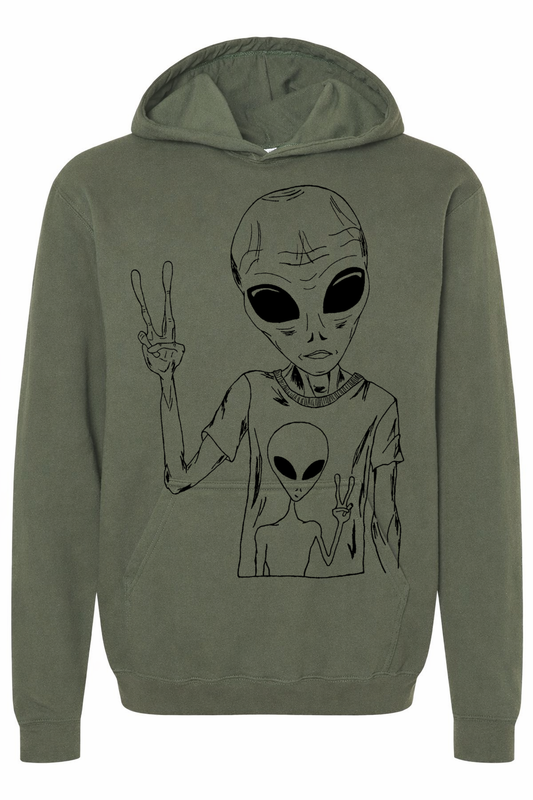 Alien Wearing an Alien Tee Unisex Fleece Hoodie