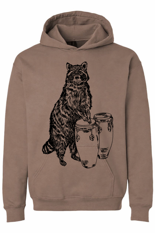 Raccoon Drummer Unisex Fleece Hoodie