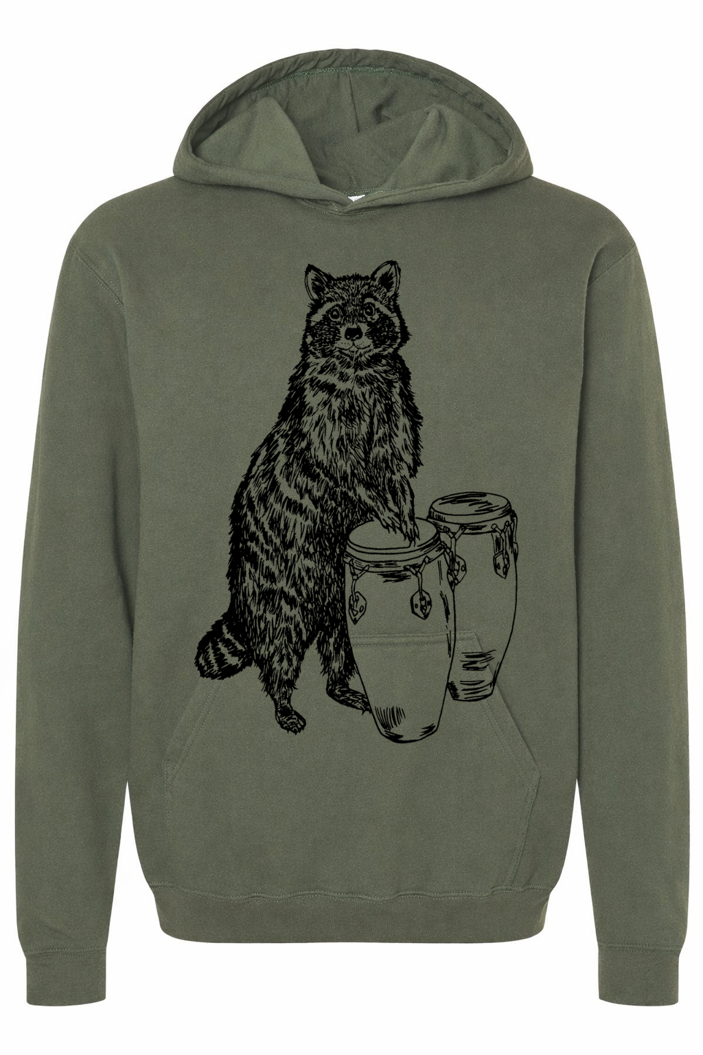 Raccoon Drummer Unisex Fleece Hoodie