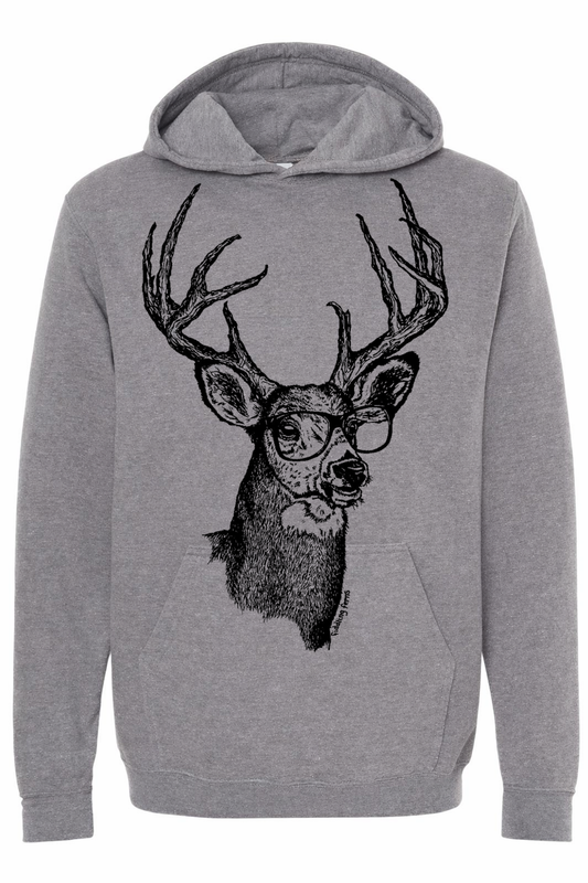 Handsome Buck with Glasses Unisex Fleece Hoodie