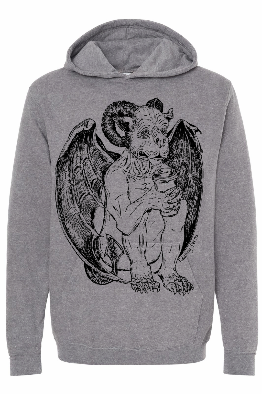 Gargoyle Drinking Coffee Unisex Fleece Hoodie