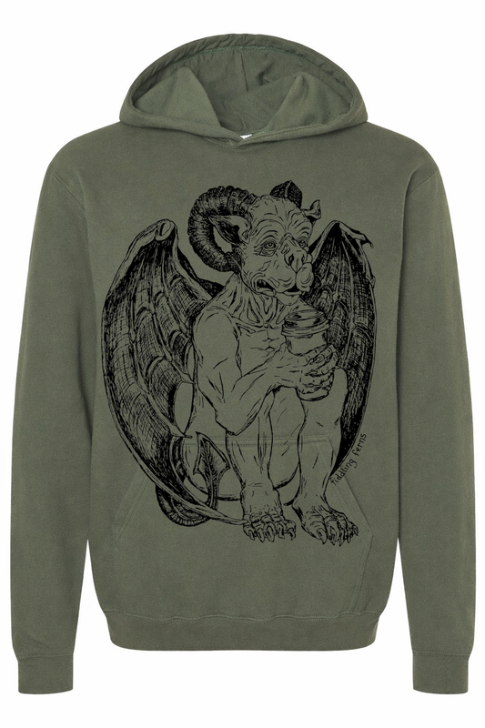 Gargoyle Drinking Coffee Unisex Fleece Hoodie