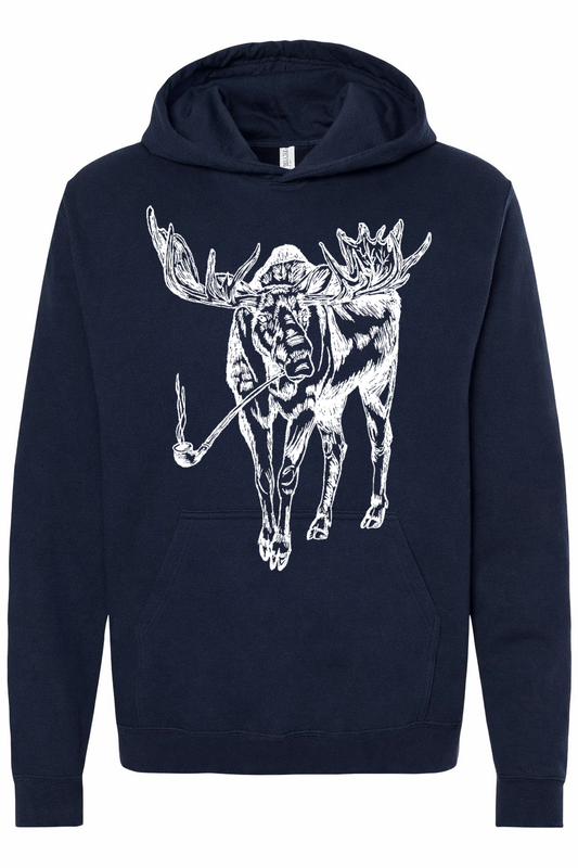 Moose Smoking a Pipe Unisex Fleece Hoodie