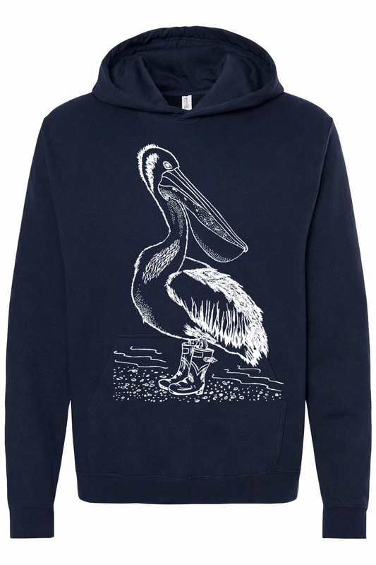 Pelican in Rain Boots Unisex Fleece Hoodie