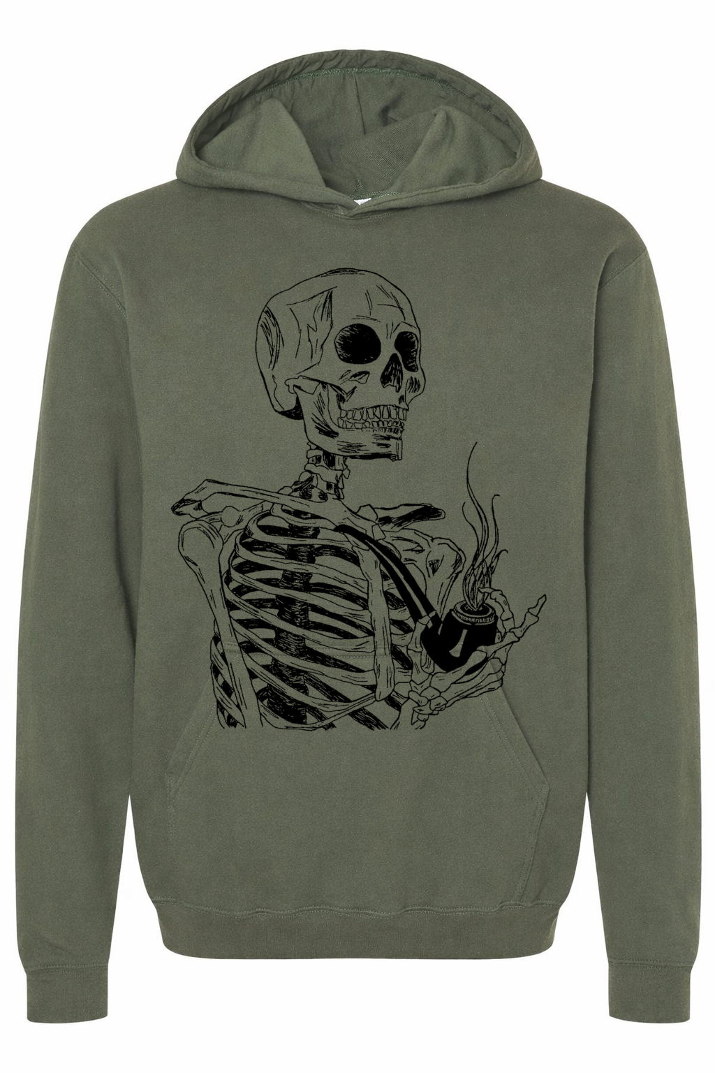 Skeleton Smoking a Pipe Unisex Fleece Hoodie