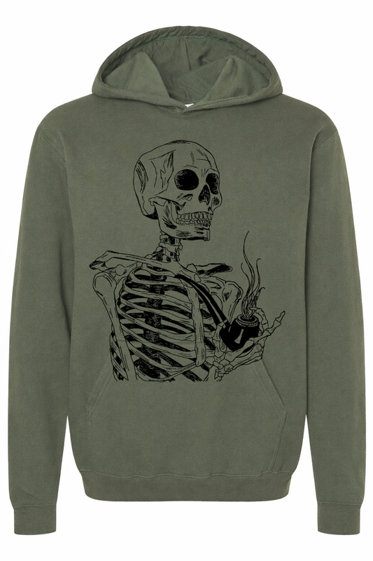 Skeleton Smoking a Pipe Unisex Fleece Hoodie