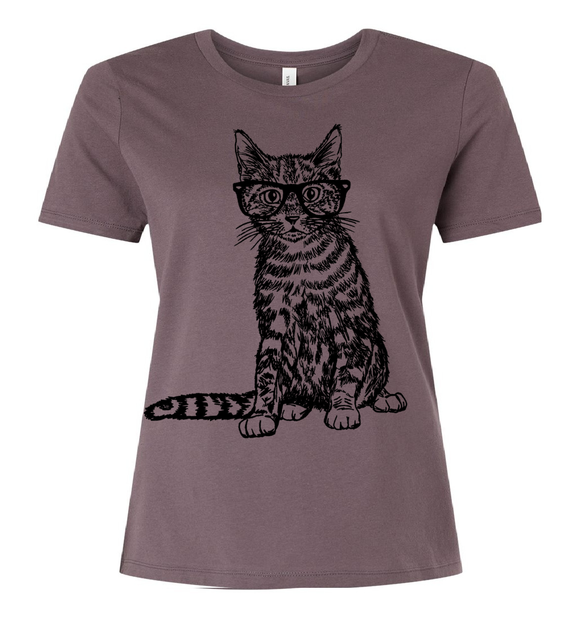 Cat Wearing Glasses Ladies Loose Fit T Shirt