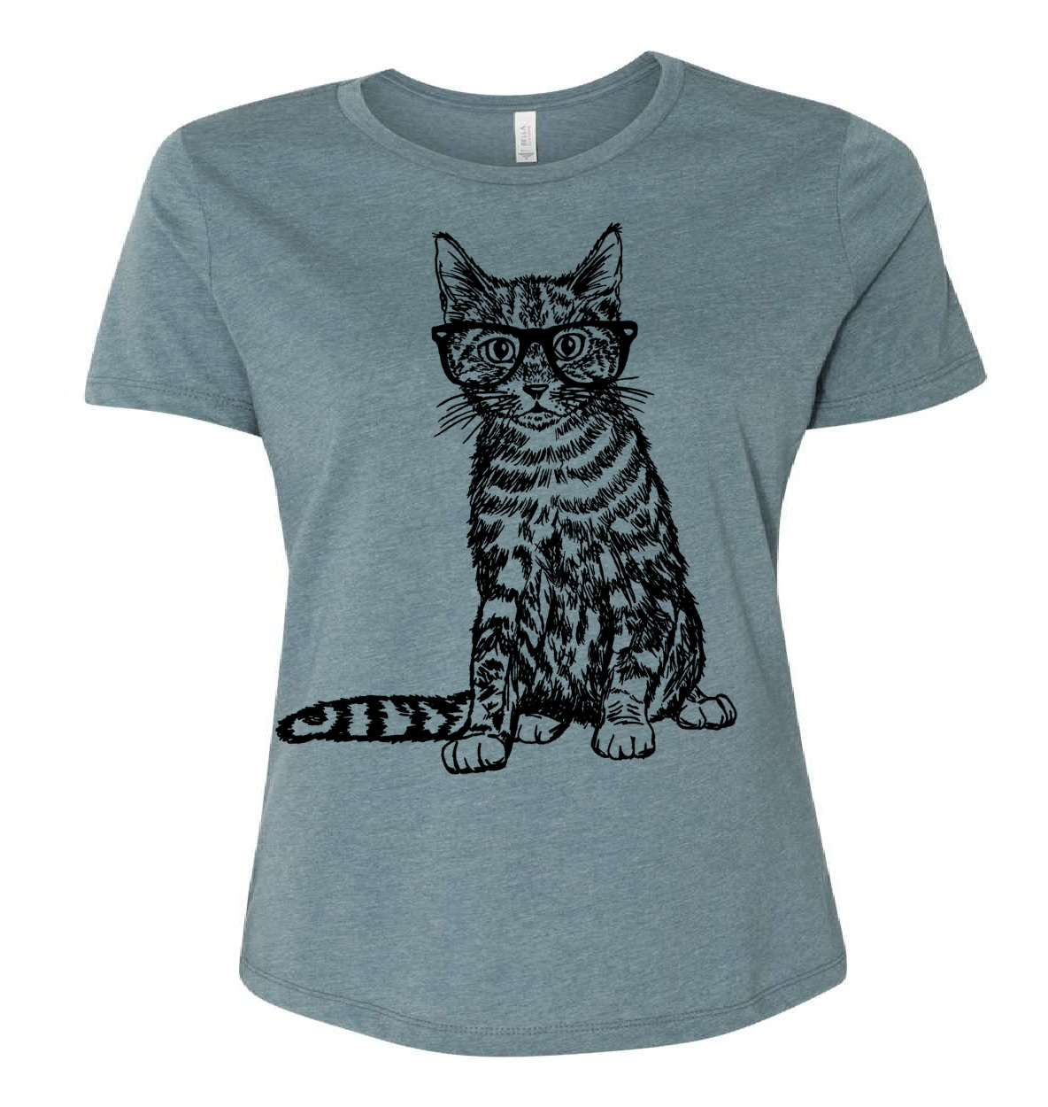Cat Wearing Glasses Ladies Loose Fit T Shirt