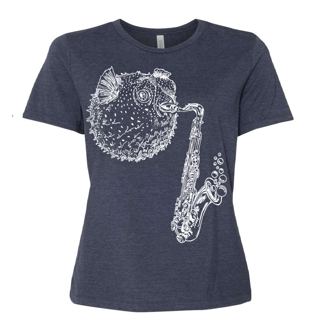 Blowfish Playing Saxophone Ladies Loose Fit T Shirt