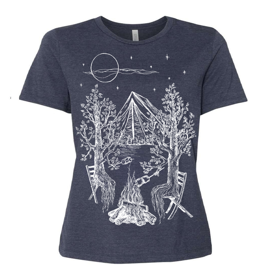 Camping Trees Ladies Loose Fit T Shirt
