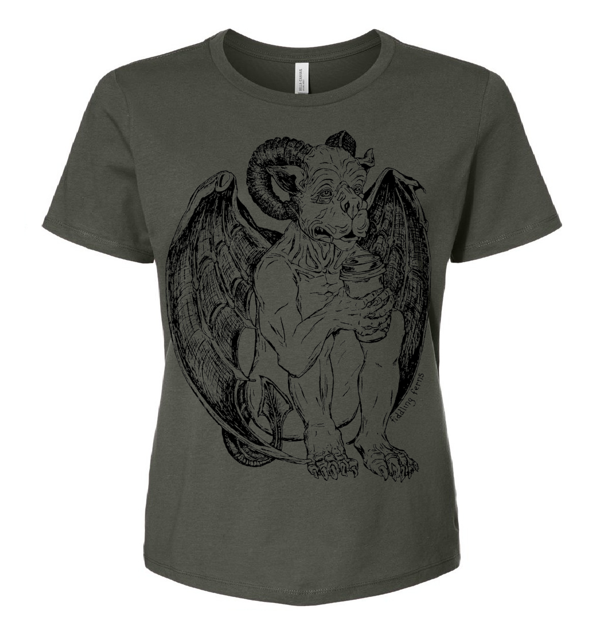 Gargoyle Drinking Coffee Ladies Loose Fit T Shirt