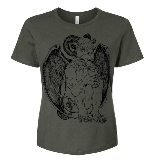 Gargoyle Drinking Coffee Ladies Loose Fit T Shirt