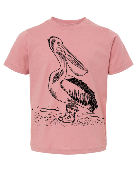 Pelican Wearing Rainboots Toddler Tee