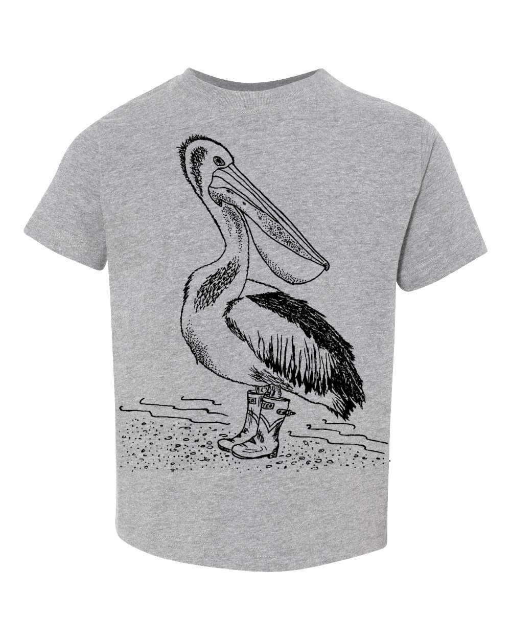 Pelican Wearing Rainboots Toddler Tee