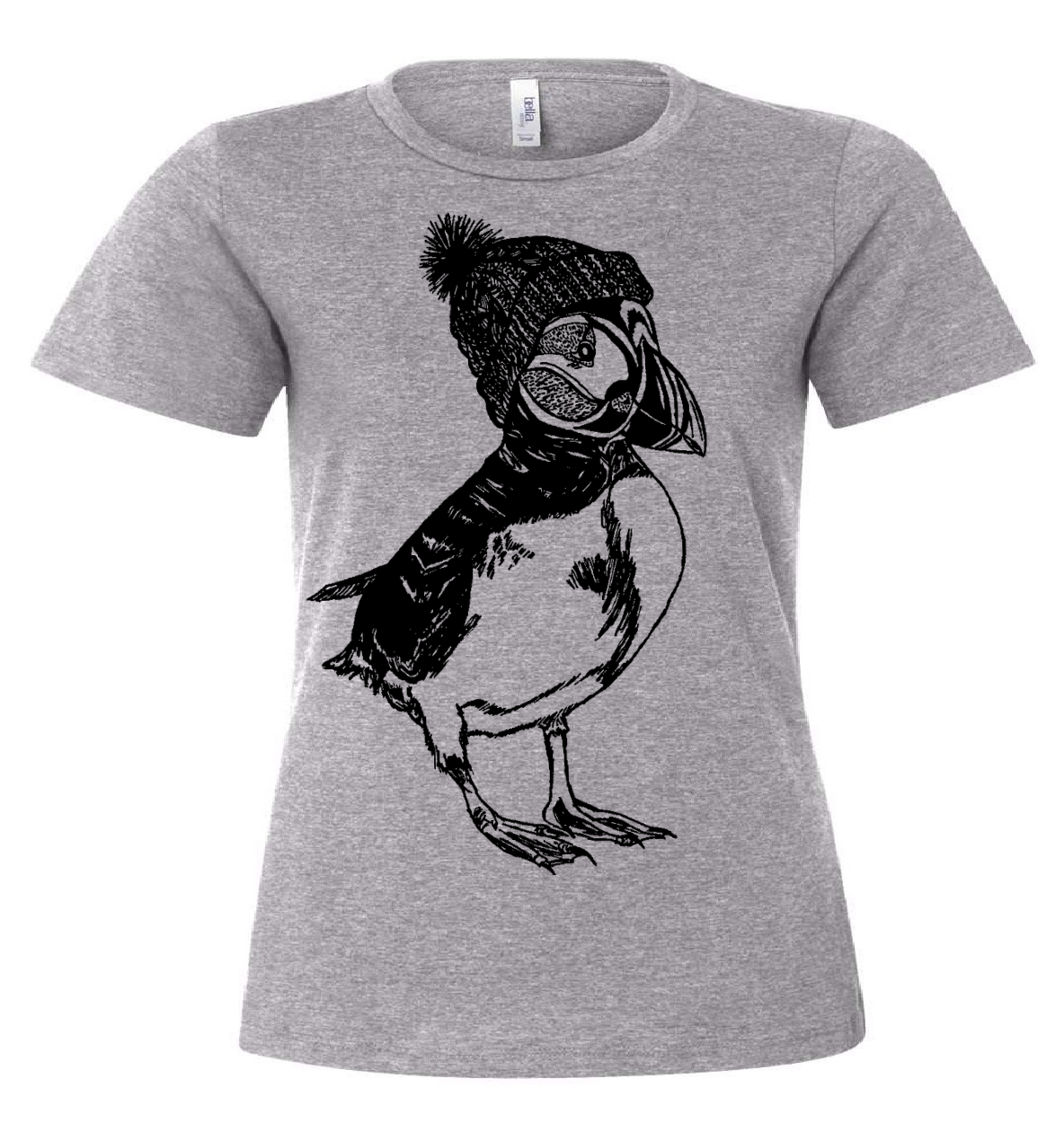 Puffin Wearing a Pom Pom Hat Ladies Loose Fit T Shirt