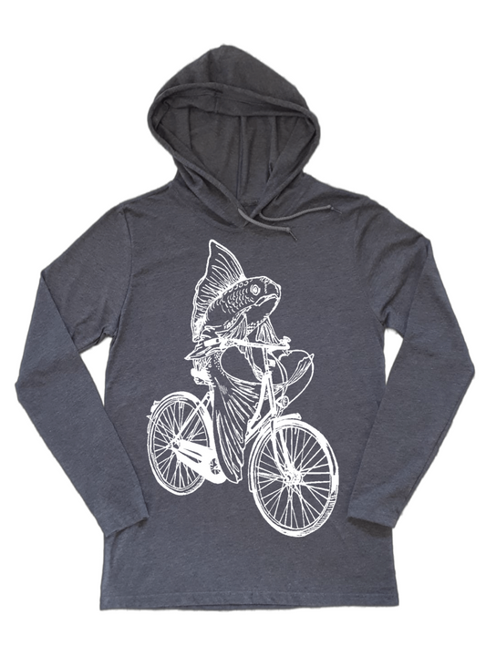 Fish on a Bicycle Unisex Lightweight Hoodie