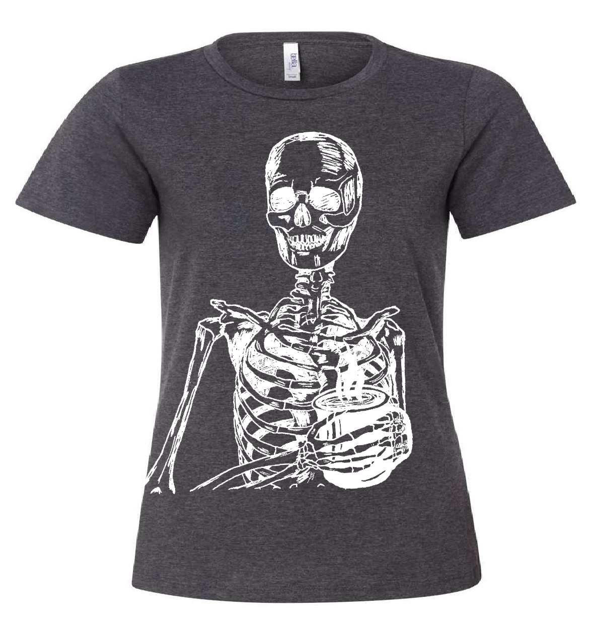 Skeleton Drinking Coffee Ladies Loose Fit T Shirt