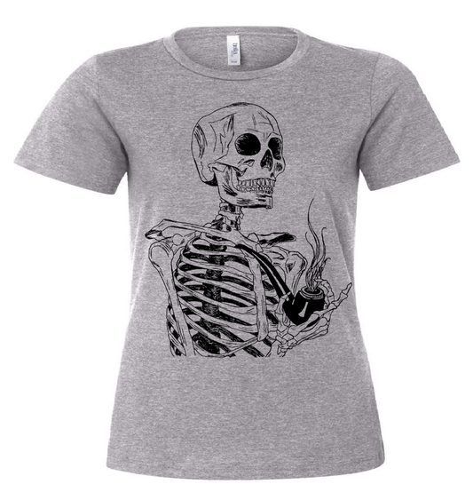 Skeleton Smoking a Pipe Ladies Loose Fit T Shirt
