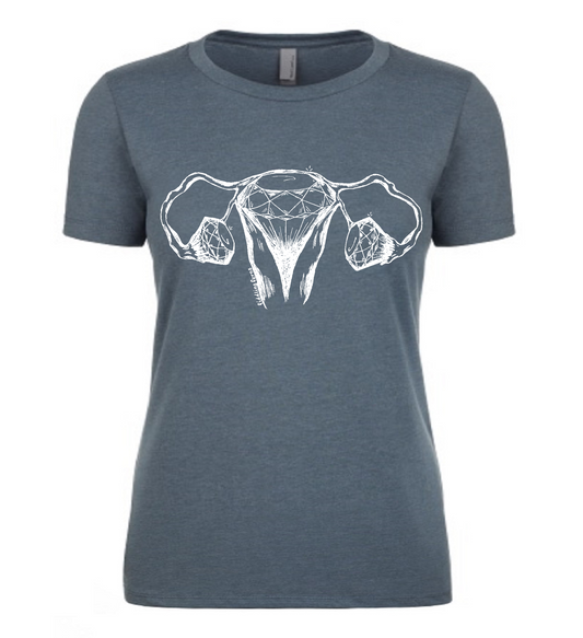 Diamond Uterus and Ovaries Ladies T Shirt